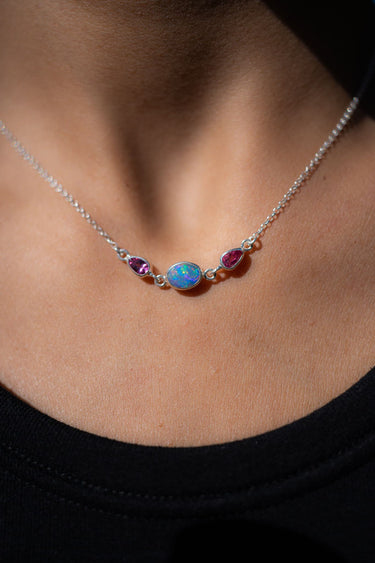 Opal and Pink Tourmaline Necklace